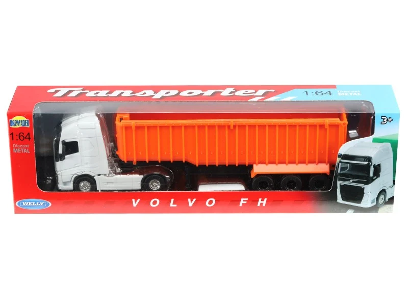 Model 1:64, VOLVO FH, bijeli tegljač, narančasti kiper