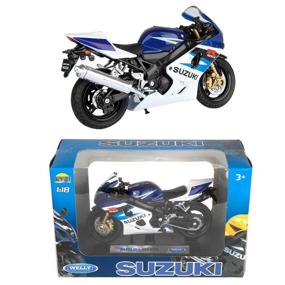 Model motocikla – Suzuki GSX-R750 (1:18, plavo i bijelo)