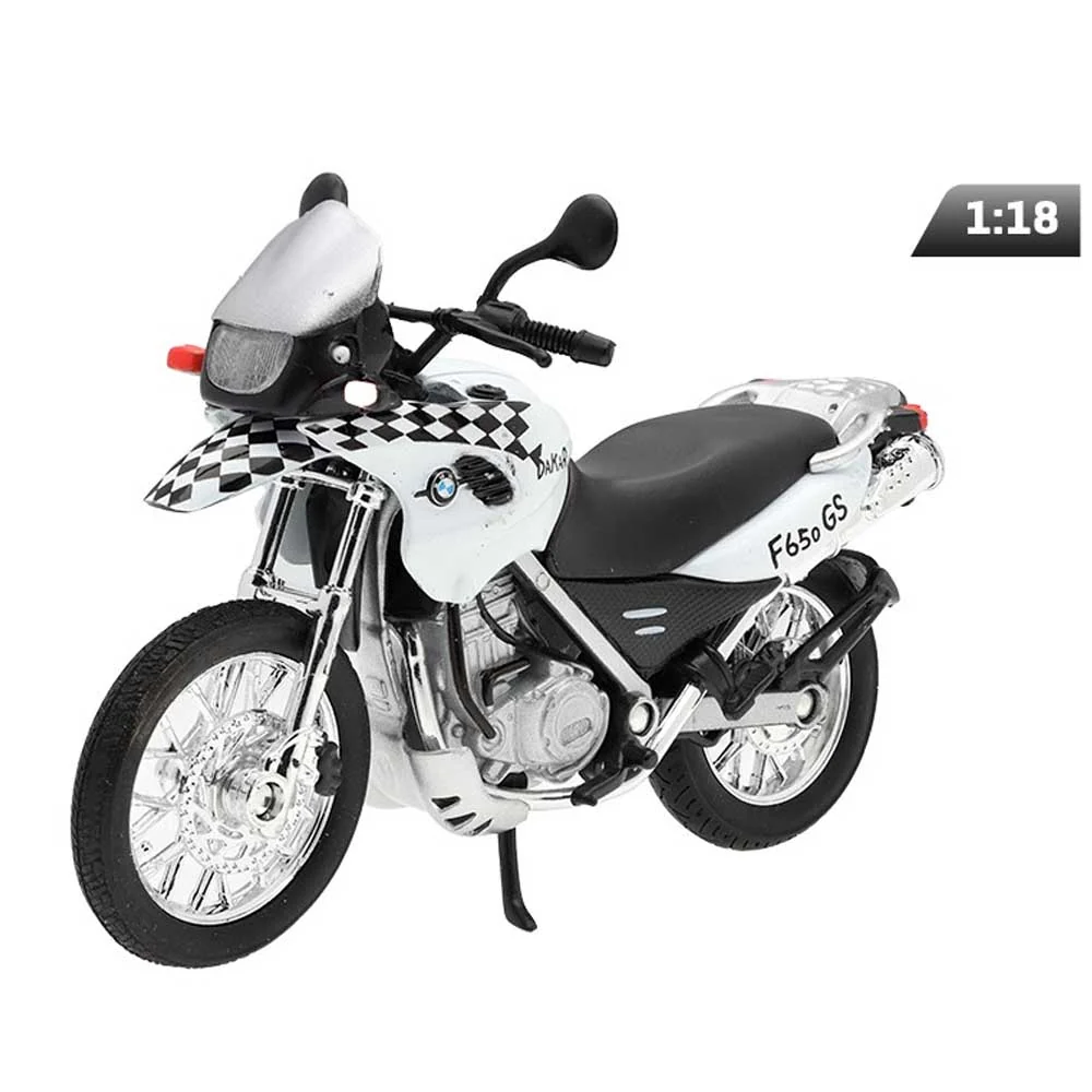 Model motora – BMW F650 GS Dakar (1:18, bijelo–crna)