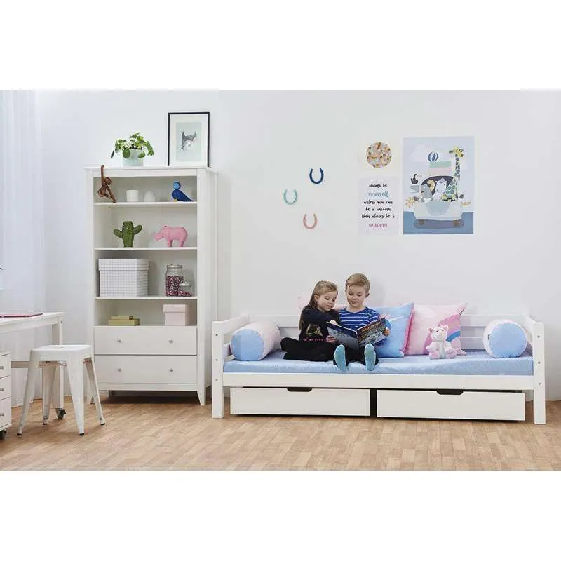 Hoppekids ECO Luxury - Juniorska krevet - 90x200 cm. - Fleksibilna podloga za ležaj i naslon - Snijeg