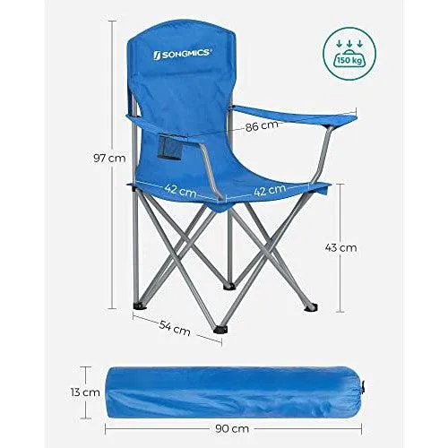 Set od 2 sklopive kamperskie stolice, nosivosti 150 kg, 76x51,5x95,5 cm,plave