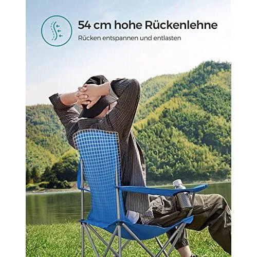 Set od 2 sklopive kamperskie stolice, nosivosti 150 kg, 76x51,5x95,5 cm,plave