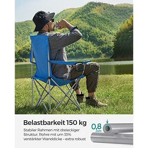 Set od 2 sklopive kamperskie stolice, nosivosti 150 kg, 76x51,5x95,5 cm,plave