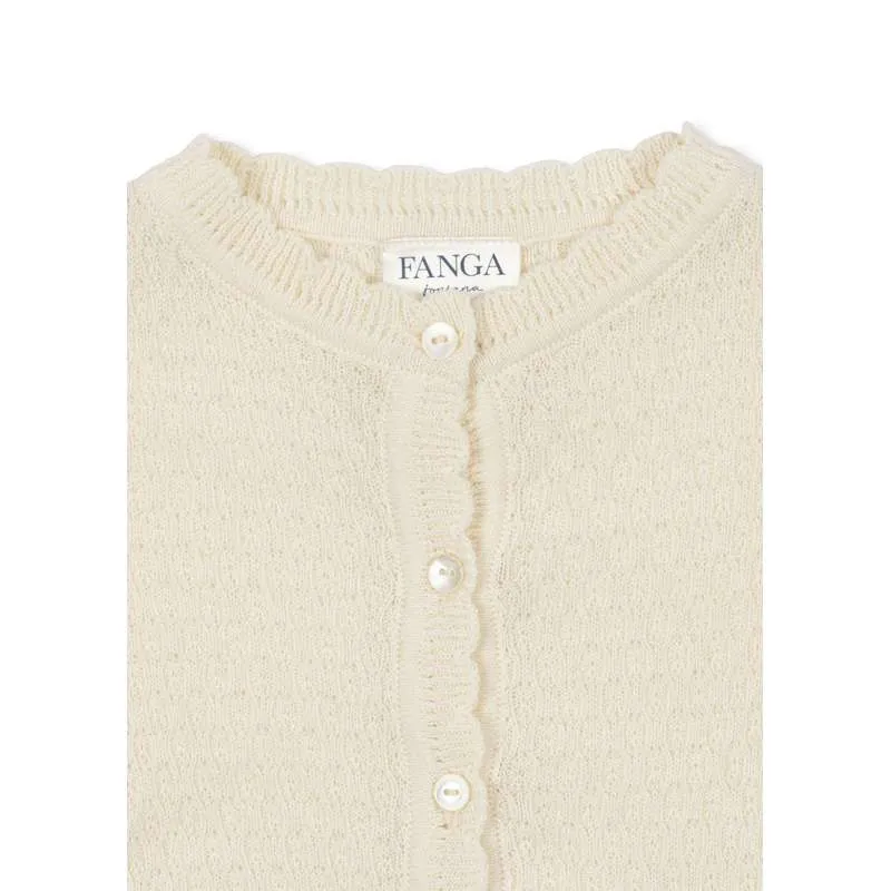 Fanga Fontana Venti Pointelle Cardigan - GOTS - Antique White 3m
