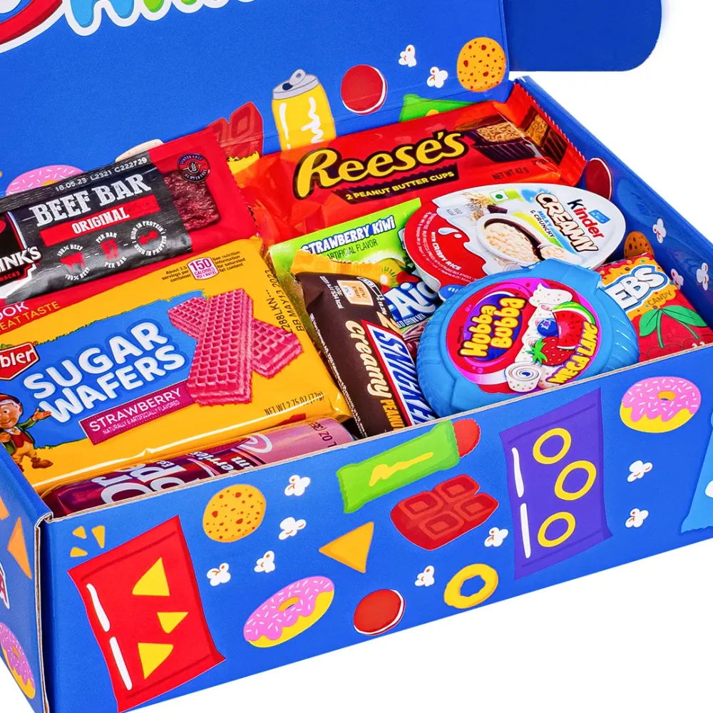 Snack box “Cool to be Happy”, kutija iznenađenja od 20 snack slatkiš, slanih proizvoda i pić