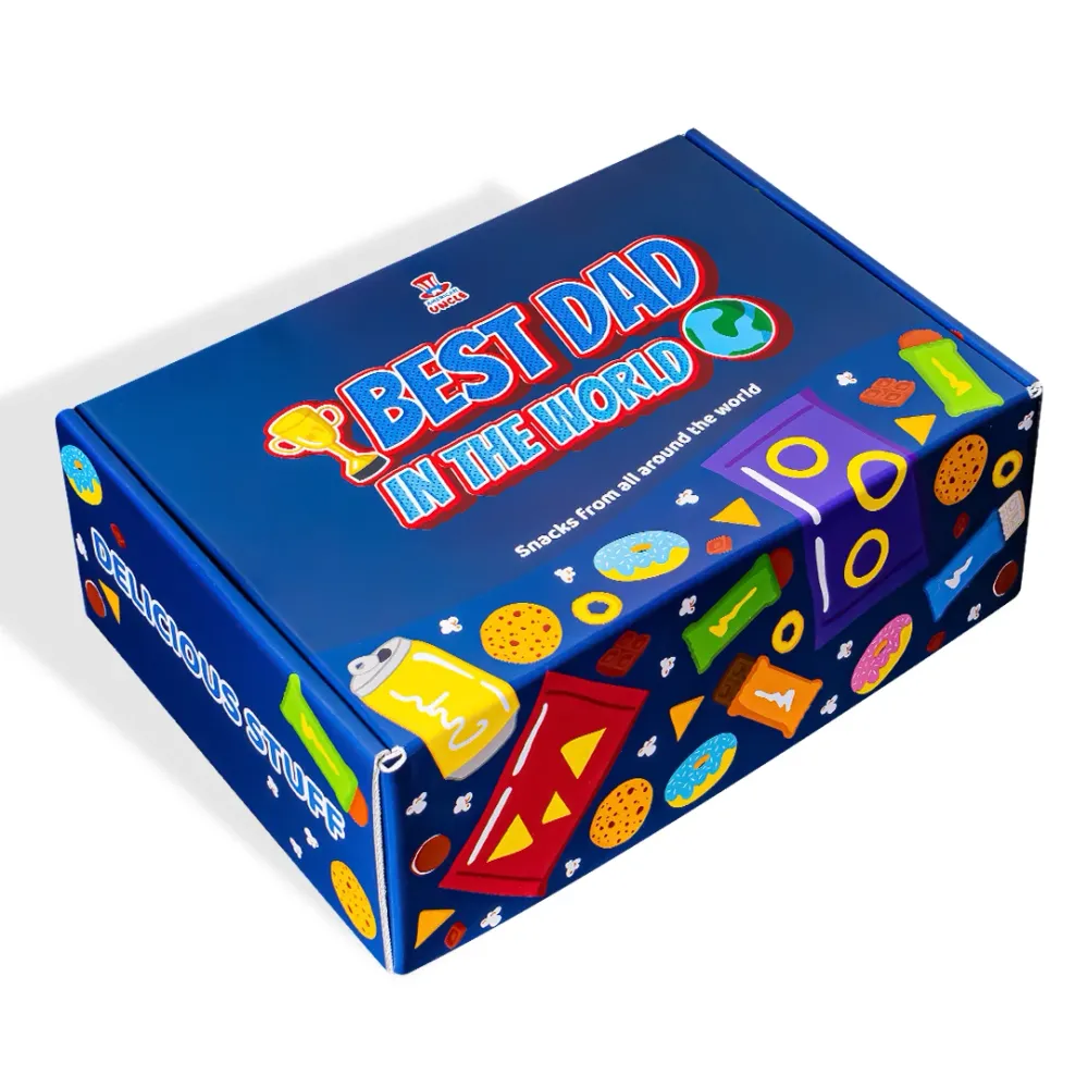 Snack Box "Najbolji tata", iznenađujuć kutija od 20 snack slatkiš, slanih grickalica i pić za tatu