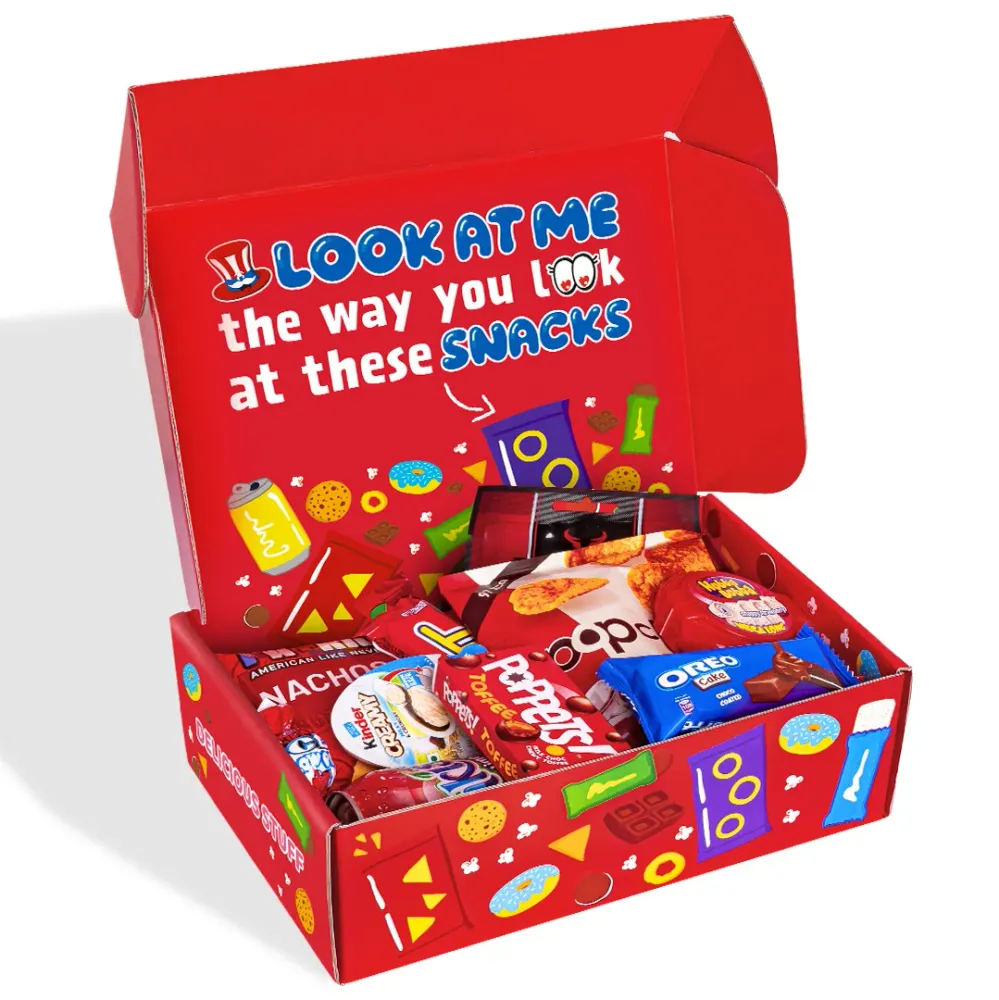 Snack Box "Volim te", kutija iznenađenja s 20 snack slatkiš, grickalica i napitaka