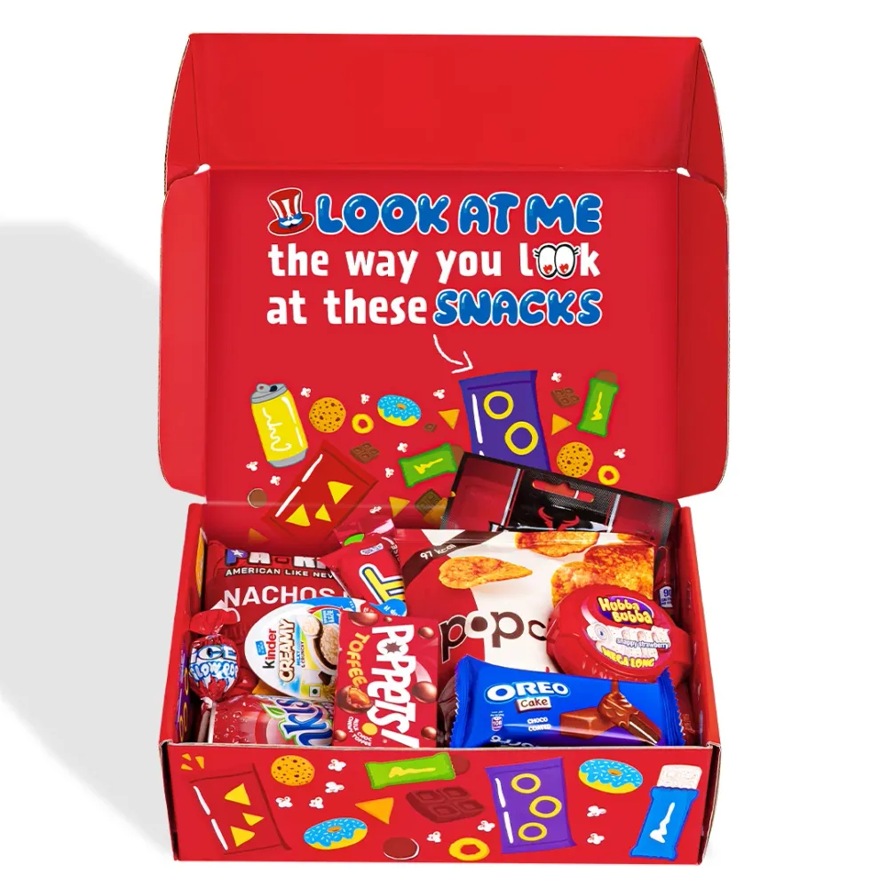 Snack Box "Volim te", kutija iznenađenja s 20 snack slatkiš, grickalica i napitaka