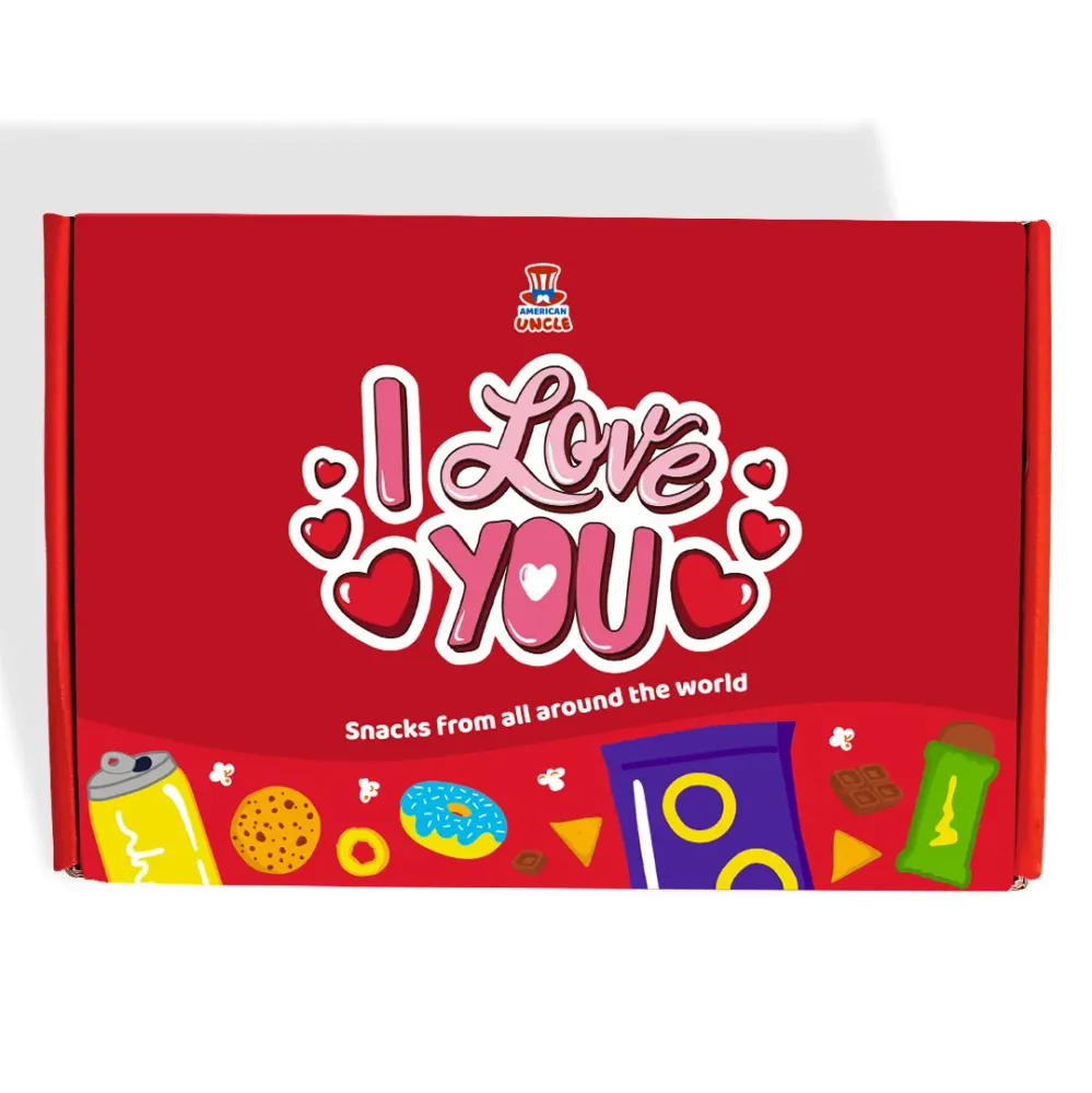 Snack Box "Volim te", kutija iznenađenja s 20 snack slatkiš, grickalica i napitaka