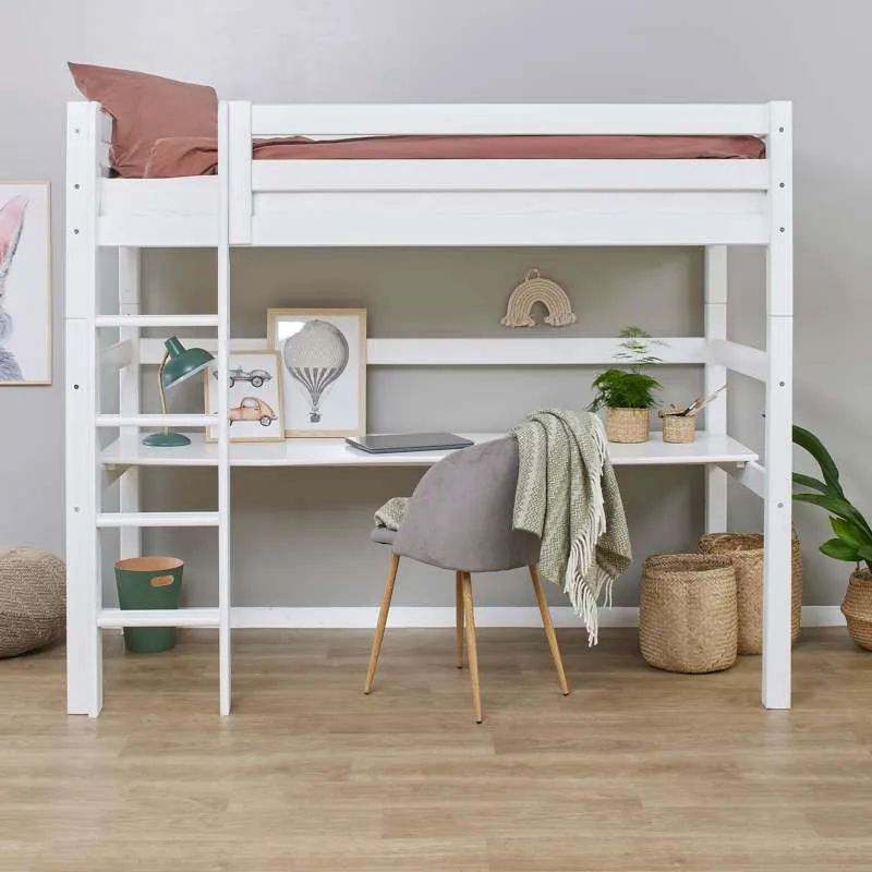 Hoppekids ECO Raskoš - Højseng m. Bordplade - 90x200 cm. - Hvid