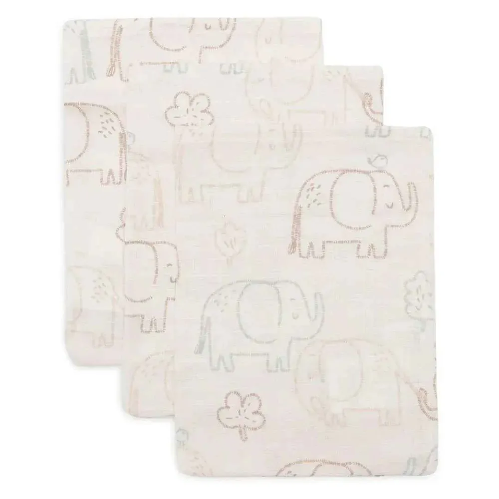 Jollein® Komplet 3 krpice za umivanje Elephant Tales 20x15 cm