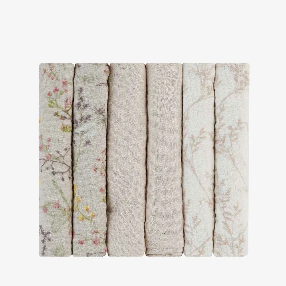 KikkaBoo® Muslin krpe za kupanje 6 komada 30x30 cm Secret Garden Beige