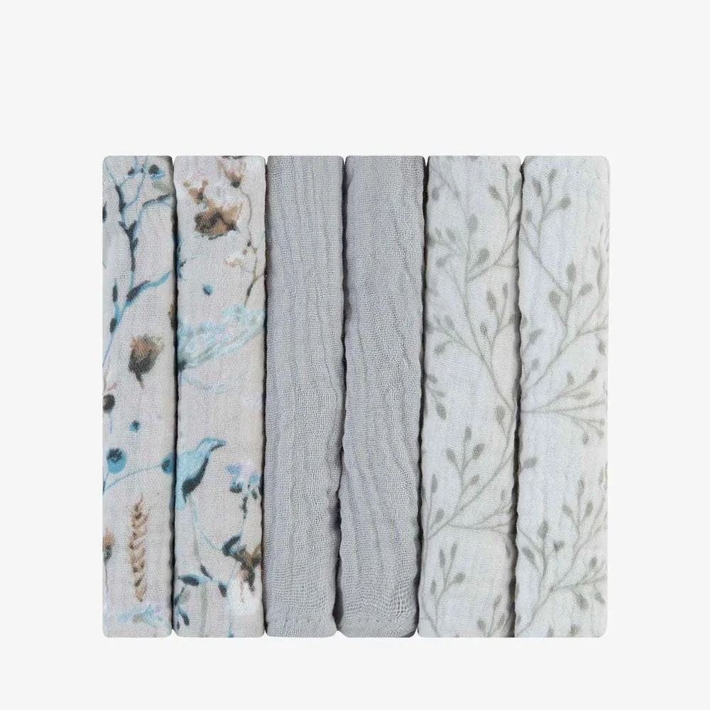 KikkaBoo® Muslin krpe za kupanje 6 komada 30x30 cm Dreamy Fields Grey