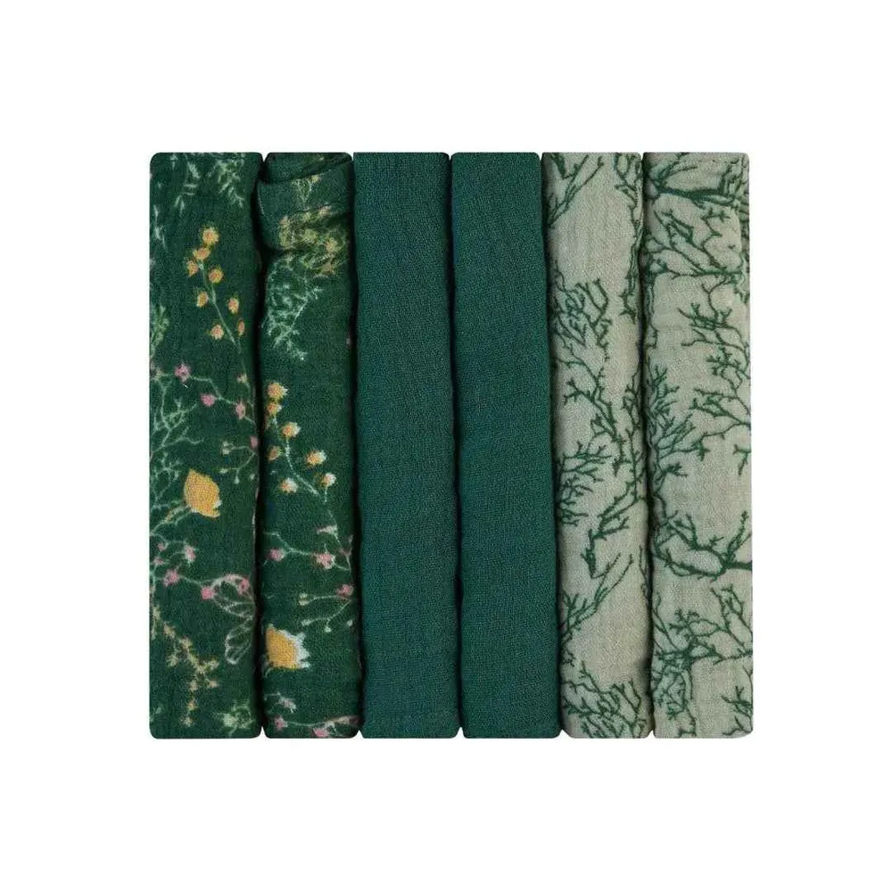 KikkaBoo® Muslin krpe za kupanje 6 komada 30x30 cm Secret Garden Green