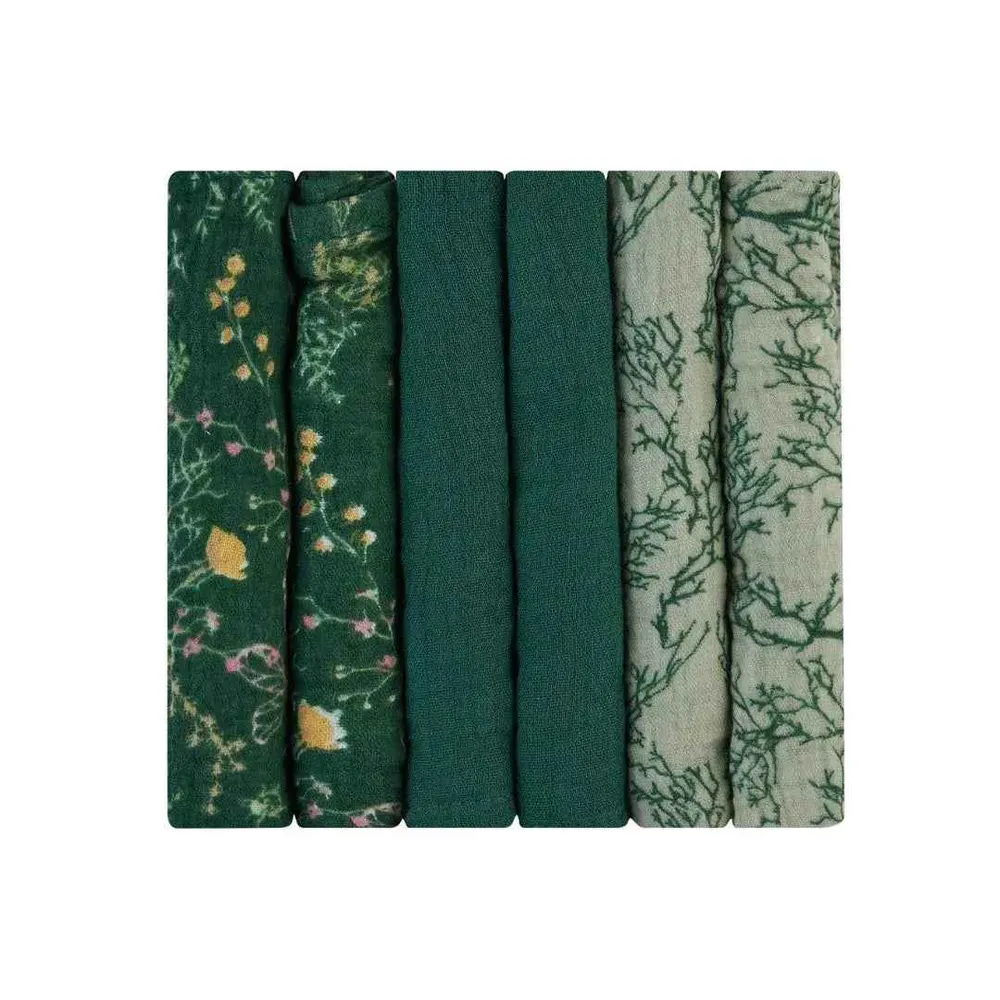 KikkaBoo® Muslin krpe za kupanje 6 komada 30x30 cm Secret Garden Green