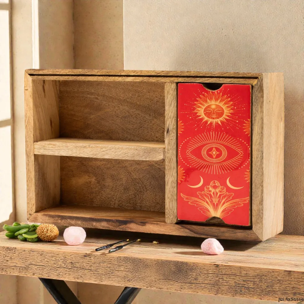 Kutija za tarot s tri odjeljka i držčem za karte