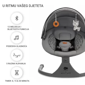 Kinderkraft Električna njihaljka LUMI 2, Dark Grey