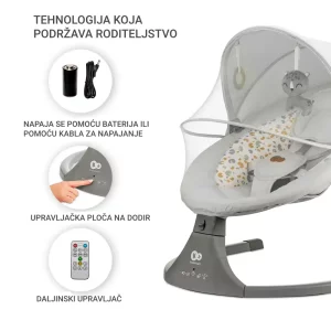 Kinderkraft Električna njihaljka LUMI 2, Light Grey