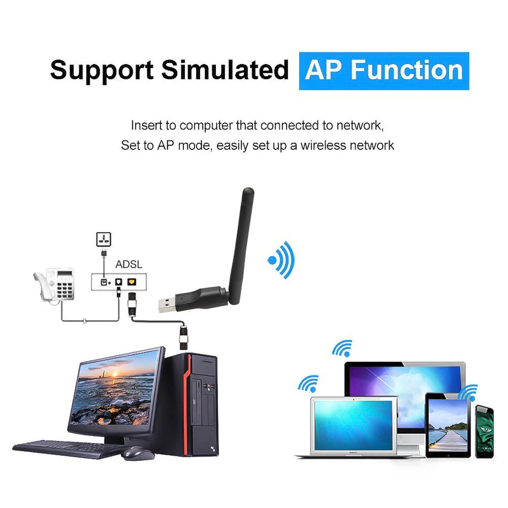 USB WiFi Adapter sa Antenom 150Mbps za Racunar