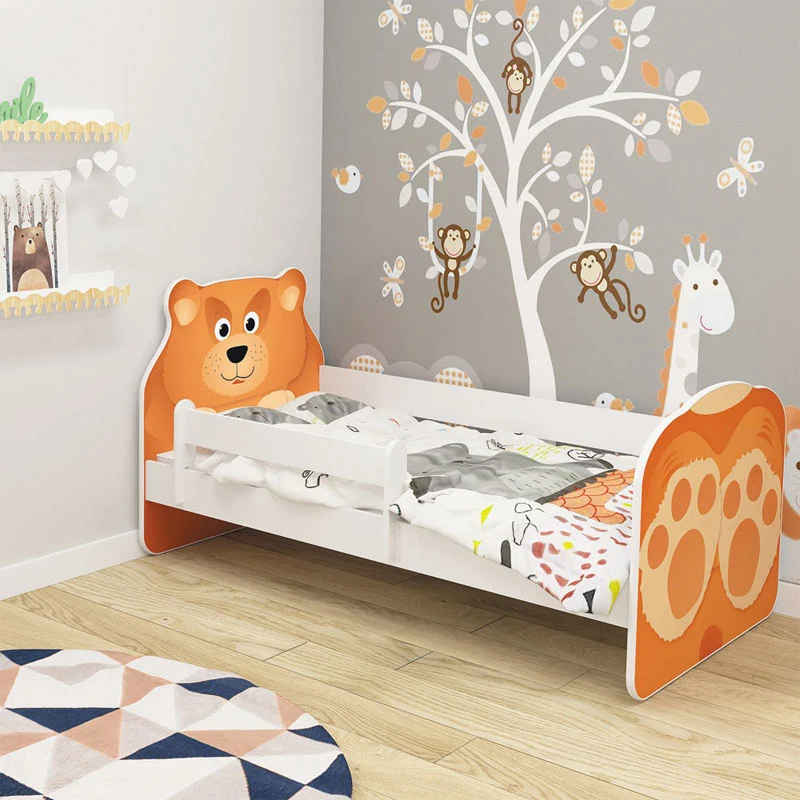 Dječji krevet ACMA Animals, bočna bijela 140x70 cm 05 Medo