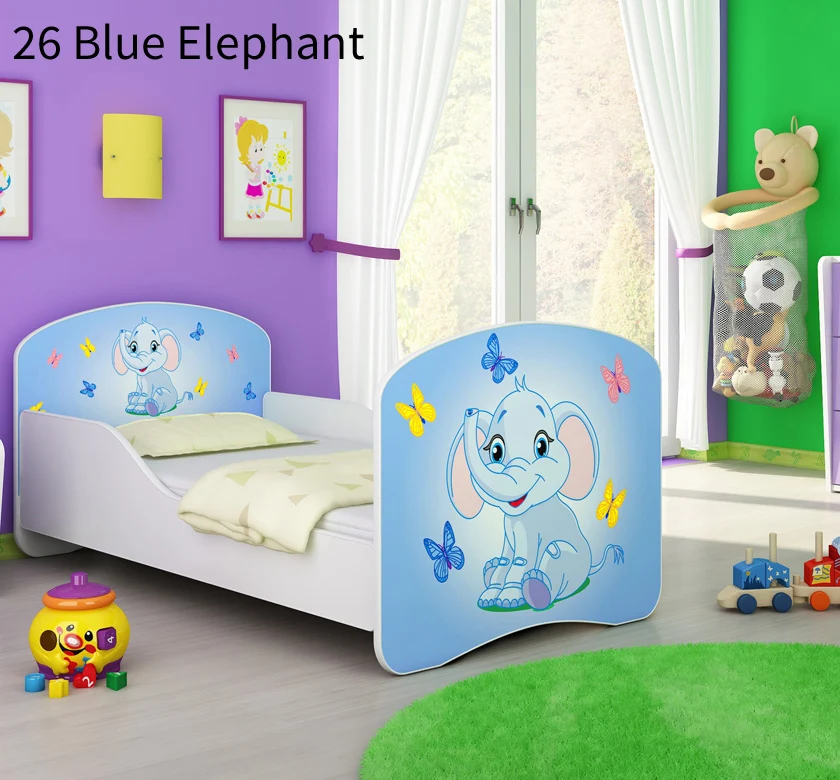 Dječji krevet ACMA s motivom 140x70 cm 26 Blue Elephant