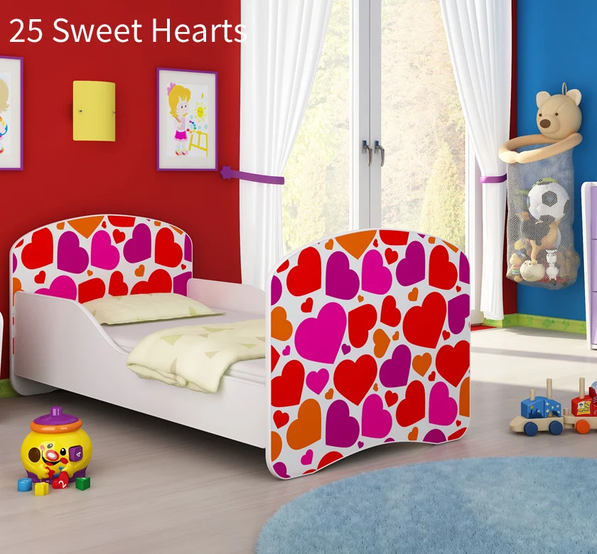 Dječji krevet ACMA s motivom 140x70 cm 25 Sweet hearts