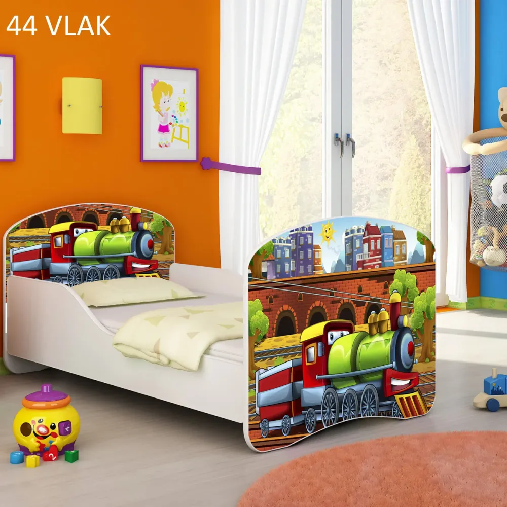 Dječji krevet ACMA s motivom 140x70 cm 44 Vlak