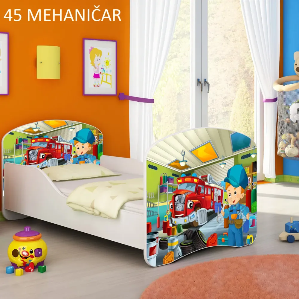 Dječji krevet ACMA s motivom 160x80 cm 45 Mehaničar