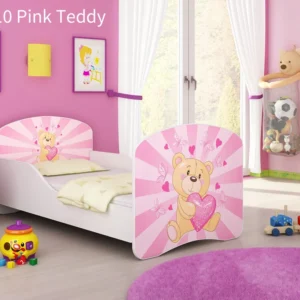 Dječji krevet ACMA s motivom 160x80 cm 10 Pink Teddy Bear