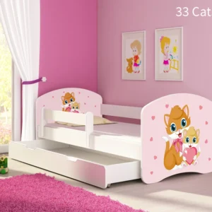 Dječji krevet ACMA s motivom, bočna bijela + ladica 180x80 cm 34 Farm