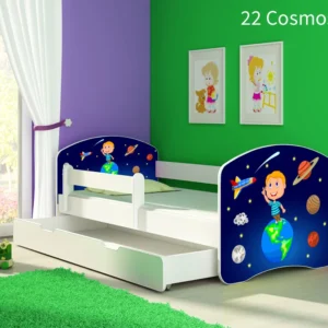 Dječji krevet ACMA s motivom, bočna bijela + ladica 160x80 cm 22 Cosmos