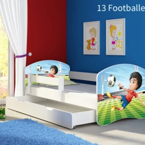 Dječji krevet ACMA s motivom, bočna bijela + ladica 160x80 cm 13 Footballer