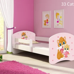 Dječji krevet ACMA s motivom, bočna bijela 180x80 cm 33 Cats