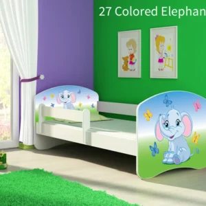 Dječji krevet ACMA s motivom, bočna bijela 180x80 cm 27 Colored Elephant