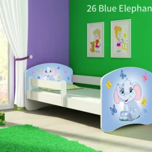 Dječji krevet ACMA s motivom, bočna bijela 180x80 cm 26 Blue Elephant
