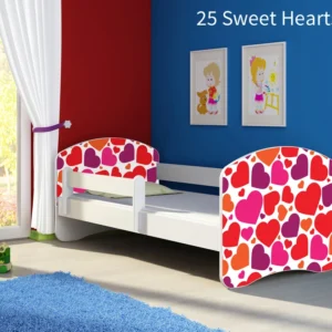 Dječji krevet ACMA s motivom, bočna bijela 180x80 cm 25 Sweet hearts