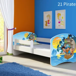 Dječji krevet ACMA s motivom, bočna bijela 180x80 cm 21 Pirates