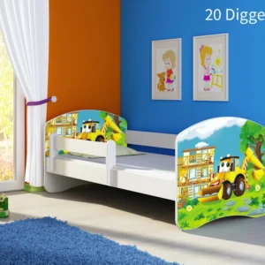 Dječji krevet ACMA s motivom, bočna bijela 180x80 cm 20 Digger