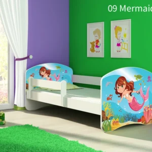 Dječji krevet ACMA s motivom, bočna bijela 180x80 cm 09 Mermaid