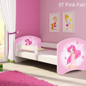 Dječji krevet ACMA s motivom, bočna bijela 180x80 cm 07 Pink Fairy