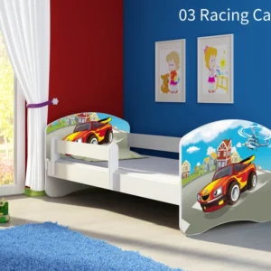 Dječji krevet ACMA s motivom, bočna bijela 180x80 cm 03 Racing Car