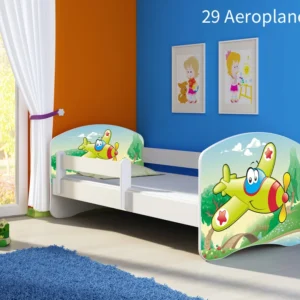 Dječji krevet ACMA s motivom, bočna bijela 160x80 cm 29 Aeroplane