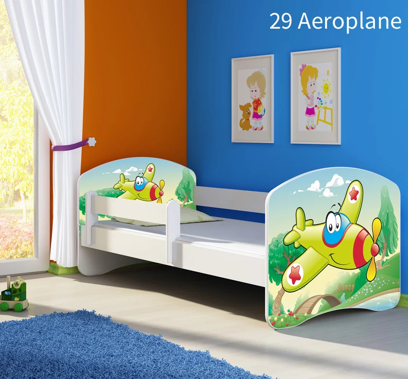 Dječji krevet ACMA s motivom, bočna bijela 160x80 cm 29 Aeroplane