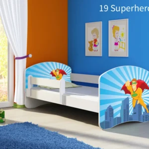Dječji krevet ACMA s motivom, bočna bijela 160x80 cm 19 Superhero