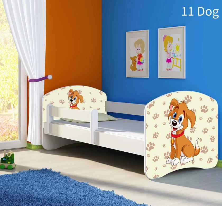 Dječji krevet ACMA s motivom, bočna bijela 160x80 cm 11 Dog