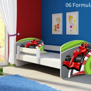 Dječji krevet ACMA s motivom, bočna bijela 160x80 cm 06 Formula 1