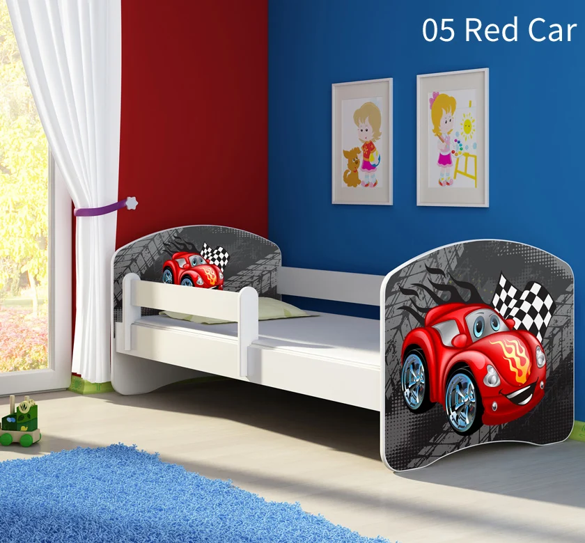Dječji krevet ACMA s motivom, bočna bijela 160x80 cm 05 Red Car
