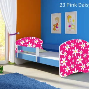 Dječji krevet ACMA s motivom, bočna plava 140x70 cm 23 Pink Daisy