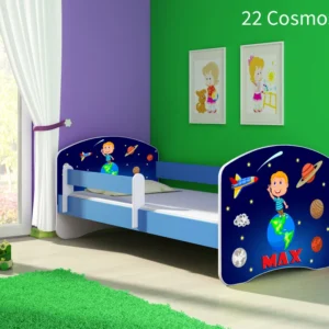 Dječji krevet ACMA s motivom, bočna plava 140x70 cm 22 Cosmos