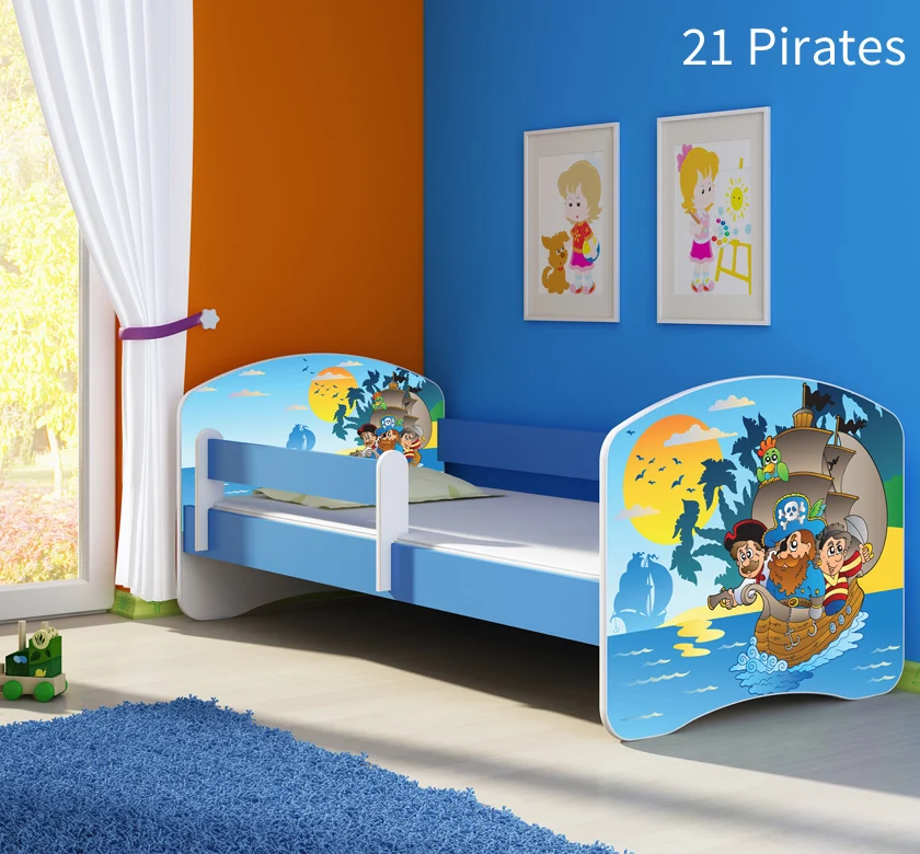 Dječji krevet ACMA s motivom, bočna plava 140x70 cm 21 Pirates